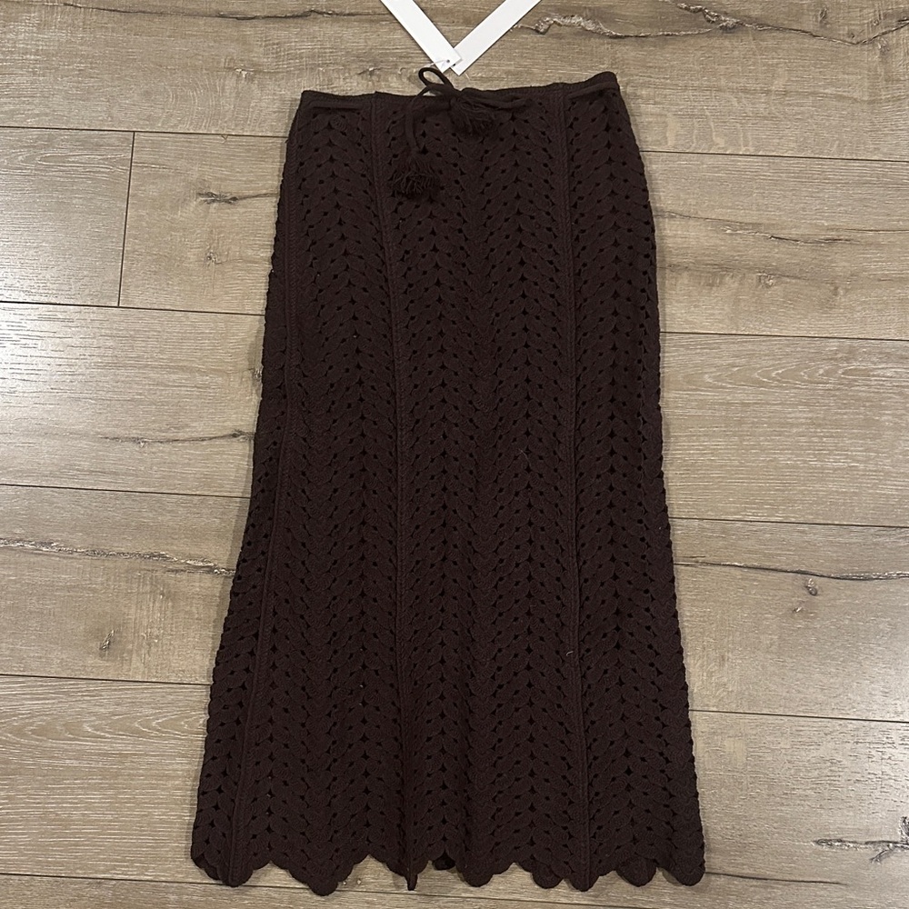 Aqua Crochet Midi Skirt